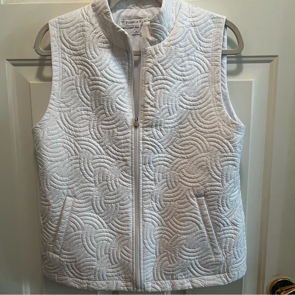 Pebble Beach White Quilted Vest Sz M